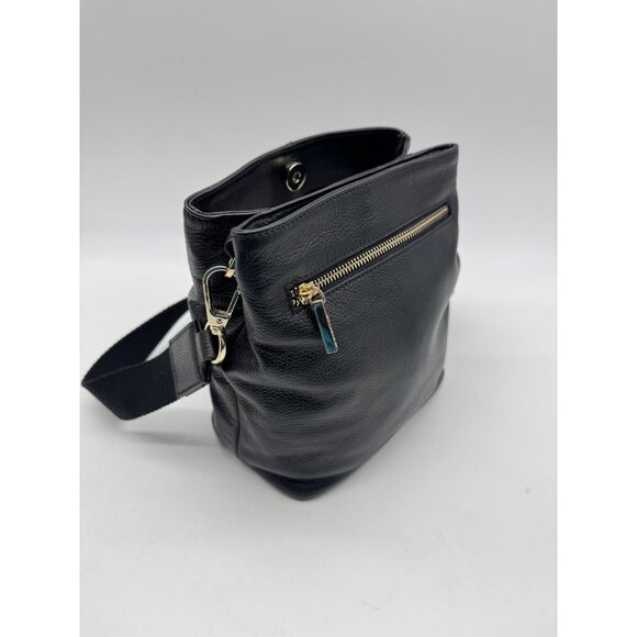 WHISTLES Dion pebbled leather small bucket crossbody bag + Dust bag BLACK - Picture 8 of 13